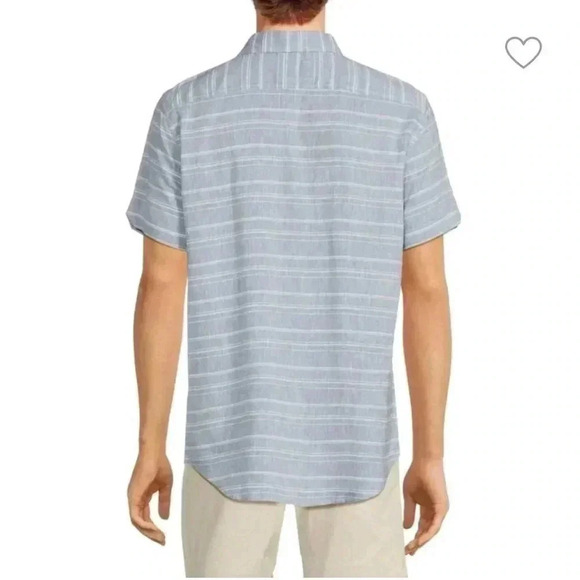 Ben Sherman blue and white linen blend short sleeve button down shirt sz S - Picture 6 of 6